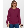 image:imageANRABESS Ribbed Long Sleeve Henley Shirts for Women  Soft lightweight Sweaters Loose Fit Office Work Casual Daily Wear Tunic 2026 Fall Winter Transition OutfitsBurgundy