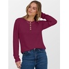 image:imageANRABESS Ribbed Long Sleeve Henley Shirts for Women  Soft lightweight Sweaters Loose Fit Office Work Casual Daily Wear Tunic 2026 Fall Winter Transition OutfitsBurgundy