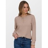 image:imageANRABESS Ribbed Long Sleeve Henley Shirts for Women  Soft lightweight Sweaters Loose Fit Office Work Casual Daily Wear Tunic 2026 Fall Winter Transition OutfitsTan
