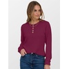 image:imageANRABESS Ribbed Long Sleeve Henley Shirts for Women  Soft lightweight Sweaters Loose Fit Office Work Casual Daily Wear Tunic 2026 Fall Winter Transition OutfitsBurgundy