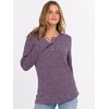 image:imageANRABESS Ribbed Long Sleeve Henley Shirts for Women  Soft lightweight Sweaters Loose Fit Office Work Casual Daily Wear Tunic 2026 Fall Winter Transition OutfitsPurple