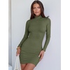 image:imageANRABESS Women Long Sleeve Mock Neck Bodycon Mini Dress 2026 Fall Ribbed Slim Fit Pencil Cocktail Club Night DressesArmy Green