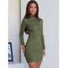 image:imageANRABESS Women Long Sleeve Mock Neck Bodycon Mini Dress 2026 Fall Ribbed Slim Fit Pencil Cocktail Club Night DressesArmy Green