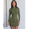 image:imageANRABESS Women Long Sleeve Mock Neck Bodycon Mini Dress 2026 Fall Ribbed Slim Fit Pencil Cocktail Club Night DressesArmy Green