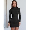 image:imageANRABESS Women Long Sleeve Mock Neck Bodycon Mini Dress 2026 Fall Ribbed Slim Fit Pencil Cocktail Club Night DressesBlack