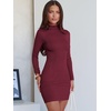image:imageANRABESS Women Long Sleeve Mock Neck Bodycon Mini Dress 2026 Fall Ribbed Slim Fit Pencil Cocktail Club Night DressesDark Red