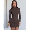 image:imageANRABESS Women Long Sleeve Mock Neck Bodycon Mini Dress 2026 Fall Ribbed Slim Fit Pencil Cocktail Club Night DressesDeep Brown