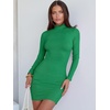 image:imageANRABESS Women Long Sleeve Mock Neck Bodycon Mini Dress 2026 Fall Ribbed Slim Fit Pencil Cocktail Club Night DressesGreen