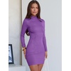 image:imageANRABESS Women Long Sleeve Mock Neck Bodycon Mini Dress 2026 Fall Ribbed Slim Fit Pencil Cocktail Club Night DressesPurple