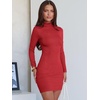 image:imageANRABESS Women Long Sleeve Mock Neck Bodycon Mini Dress 2026 Fall Ribbed Slim Fit Pencil Cocktail Club Night DressesRed