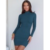 image:imageANRABESS Women Long Sleeve Mock Neck Bodycon Mini Dress 2026 Fall Ribbed Slim Fit Pencil Cocktail Club Night DressesTeal
