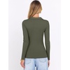 image:imageANRABESS Women Long Sleeve Polo Shirts V Neck Slim Rib Knit Collared Dressy Business Casual Top 2026 Basic Tee Fall OutfitsArmy Green