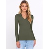 image:imageANRABESS Women Long Sleeve Polo Shirts V Neck Slim Rib Knit Collared Dressy Business Casual Top 2026 Basic Tee Fall OutfitsArmy Green