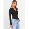 image:imageANRABESS Women Long Sleeve Polo Shirts V Neck Slim Rib Knit Collared Dressy Business Casual Top 2026 Basic Tee Fall OutfitsBlack