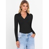 image:imageANRABESS Women Long Sleeve Polo Shirts V Neck Slim Rib Knit Collared Dressy Business Casual Top 2026 Basic Tee Fall OutfitsBlack