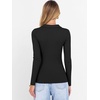 image:imageANRABESS Women Long Sleeve Polo Shirts V Neck Slim Rib Knit Collared Dressy Business Casual Top 2026 Basic Tee Fall OutfitsBlack