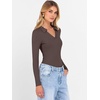 image:imageANRABESS Women Long Sleeve Polo Shirts V Neck Slim Rib Knit Collared Dressy Business Casual Top 2026 Basic Tee Fall OutfitsCoffee