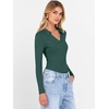 image:imageANRABESS Women Long Sleeve Polo Shirts V Neck Slim Rib Knit Collared Dressy Business Casual Top 2026 Basic Tee Fall OutfitsDeep Green