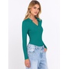 image:imageANRABESS Women Long Sleeve Polo Shirts V Neck Slim Rib Knit Collared Dressy Business Casual Top 2026 Basic Tee Fall OutfitsLake Blue