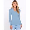 image:imageANRABESS Women Long Sleeve Polo Shirts V Neck Slim Rib Knit Collared Dressy Business Casual Top 2026 Basic Tee Fall OutfitsLight Blue