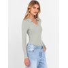 image:imageANRABESS Women Long Sleeve Polo Shirts V Neck Slim Rib Knit Collared Dressy Business Casual Top 2026 Basic Tee Fall OutfitsLight Green