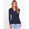 image:imageANRABESS Women Long Sleeve Polo Shirts V Neck Slim Rib Knit Collared Dressy Business Casual Top 2026 Basic Tee Fall OutfitsNavy Blue