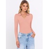 image:imageANRABESS Women Long Sleeve Polo Shirts V Neck Slim Rib Knit Collared Dressy Business Casual Top 2026 Basic Tee Fall OutfitsOrange
