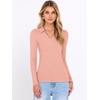 image:imageANRABESS Women Long Sleeve Polo Shirts V Neck Slim Rib Knit Collared Dressy Business Casual Top 2026 Basic Tee Fall OutfitsOrange
