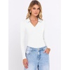image:imageANRABESS Women Long Sleeve Polo Shirts V Neck Slim Rib Knit Collared Dressy Business Casual Top 2026 Basic Tee Fall OutfitsWhite