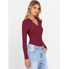 image:imageANRABESS Women Long Sleeve Polo Shirts V Neck Slim Rib Knit Collared Dressy Business Casual Top 2026 Basic Tee Fall OutfitsWine Red