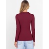 image:imageANRABESS Women Long Sleeve Polo Shirts V Neck Slim Rib Knit Collared Dressy Business Casual Top 2026 Basic Tee Fall OutfitsWine Red