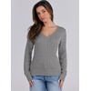 image:imageANRABESS Womens Cable Knit V Neck Fitted Sweaters  Long Sleeve Pullover Top Soft Cozy Business Casual Work amp Basic Daily Wear Fall Spring Outfits Winter Layer ClothingGrey
