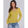 image:imageANRABESS Womens Cable Knit V Neck Fitted Sweaters  Long Sleeve Pullover Top Soft Cozy Business Casual Work amp Basic Daily Wear Fall Spring Outfits Winter Layer ClothingYellow