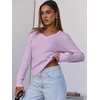image:imageANRABESS Womens Cable Knit V Neck Fitted Sweaters  Long Sleeve Pullover Top Soft Cozy Business Casual Work amp Basic Daily Wear Fall Spring Outfits Winter Layer ClothingLight Purple