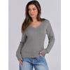image:imageANRABESS Womens Cable Knit V Neck Fitted Sweaters  Long Sleeve Pullover Top Soft Cozy Business Casual Work amp Basic Daily Wear Fall Spring Outfits Winter Layer ClothingGrey