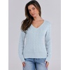 image:imageANRABESS Womens Cable Knit V Neck Fitted Sweaters  Long Sleeve Pullover Top Soft Cozy Business Casual Work amp Basic Daily Wear Fall Spring Outfits Winter Layer ClothingLight Blue