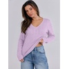 image:imageANRABESS Womens Cable Knit V Neck Fitted Sweaters  Long Sleeve Pullover Top Soft Cozy Business Casual Work amp Basic Daily Wear Fall Spring Outfits Winter Layer ClothingLight Purple