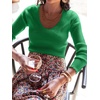 image:imageANRABESS Womens Long Sleeve Scalloped Scoop Neck Sweater  Soft Comfy Ribbed Knit TopCute Slim Fitted ShirtsWorkampEveryday WearWarm Layering ClothingFall Spring Casual OutfitsGreen