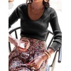 image:imageANRABESS Womens Long Sleeve Scalloped Scoop Neck Sweater  Soft Comfy Ribbed Knit TopCute Slim Fitted ShirtsWorkampEveryday WearWarm Layering ClothingFall Spring Casual OutfitsBlack