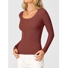image:imageANRABESS Womens Long Sleeve Scalloped Scoop Neck Sweater  Soft Comfy Ribbed Knit TopCute Slim Fitted ShirtsWorkampEveryday WearWarm Layering ClothingFall Spring Casual OutfitsRust