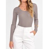 image:imageANRABESS Womens Long Sleeve Scalloped Scoop Neck Sweater  Soft Comfy Ribbed Knit TopCute Slim Fitted ShirtsWorkampEveryday WearWarm Layering ClothingFall Spring Casual OutfitsPurple Taupe