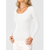 image:imageANRABESS Womens Long Sleeve Scalloped Scoop Neck Sweater  Soft Comfy Ribbed Knit TopCute Slim Fitted ShirtsWorkampEveryday WearWarm Layering ClothingFall Spring Casual OutfitsWhite