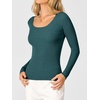image:imageANRABESS Womens Long Sleeve Scalloped Scoop Neck Sweater  Soft Comfy Ribbed Knit TopCute Slim Fitted ShirtsWorkampEveryday WearWarm Layering ClothingFall Spring Casual OutfitsDark Green