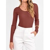 image:imageANRABESS Womens Long Sleeve Scalloped Scoop Neck Sweater  Soft Comfy Ribbed Knit TopCute Slim Fitted ShirtsWorkampEveryday WearWarm Layering ClothingFall Spring Casual OutfitsRust