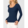 image:imageANRABESS Womens Long Sleeve Scalloped Scoop Neck Sweater  Soft Comfy Ribbed Knit TopCute Slim Fitted ShirtsWorkampEveryday WearWarm Layering ClothingFall Spring Casual OutfitsNavy Blue