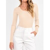 image:imageANRABESS Womens Long Sleeve Scalloped Scoop Neck Sweater  Soft Comfy Ribbed Knit TopCute Slim Fitted ShirtsWorkampEveryday WearWarm Layering ClothingFall Spring Casual OutfitsParchment