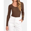 image:imageANRABESS Womens Long Sleeve Scalloped Scoop Neck Sweater  Soft Comfy Ribbed Knit TopCute Slim Fitted ShirtsWorkampEveryday WearWarm Layering ClothingFall Spring Casual OutfitsBrown