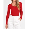 image:imageANRABESS Womens Long Sleeve Scalloped Scoop Neck Sweater  Soft Comfy Ribbed Knit TopCute Slim Fitted ShirtsWorkampEveryday WearWarm Layering ClothingFall Spring Casual OutfitsRed