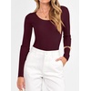image:imageANRABESS Womens Long Sleeve Scalloped Scoop Neck Sweater  Soft Comfy Ribbed Knit TopCute Slim Fitted ShirtsWorkampEveryday WearWarm Layering ClothingFall Spring Casual OutfitsWine Red
