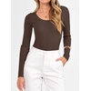 image:imageANRABESS Womens Long Sleeve Scalloped Scoop Neck Sweater  Soft Comfy Ribbed Knit TopCute Slim Fitted ShirtsWorkampEveryday WearWarm Layering ClothingFall Spring Casual OutfitsChocola